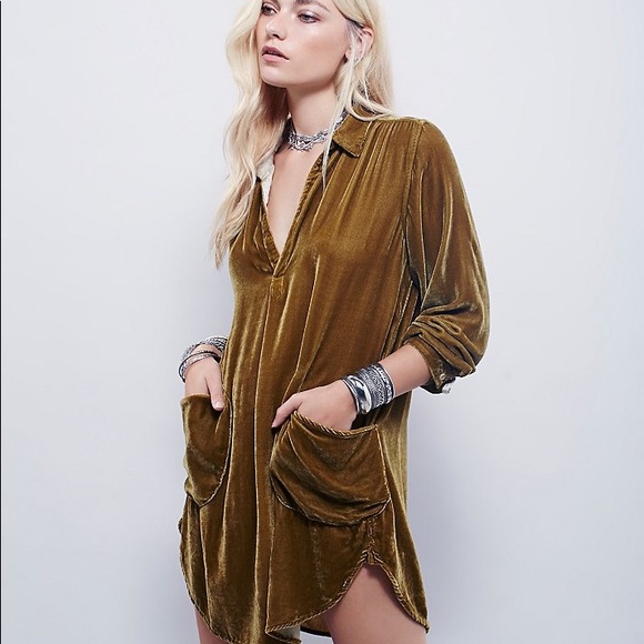 Gold Velvet Tunic Dress 